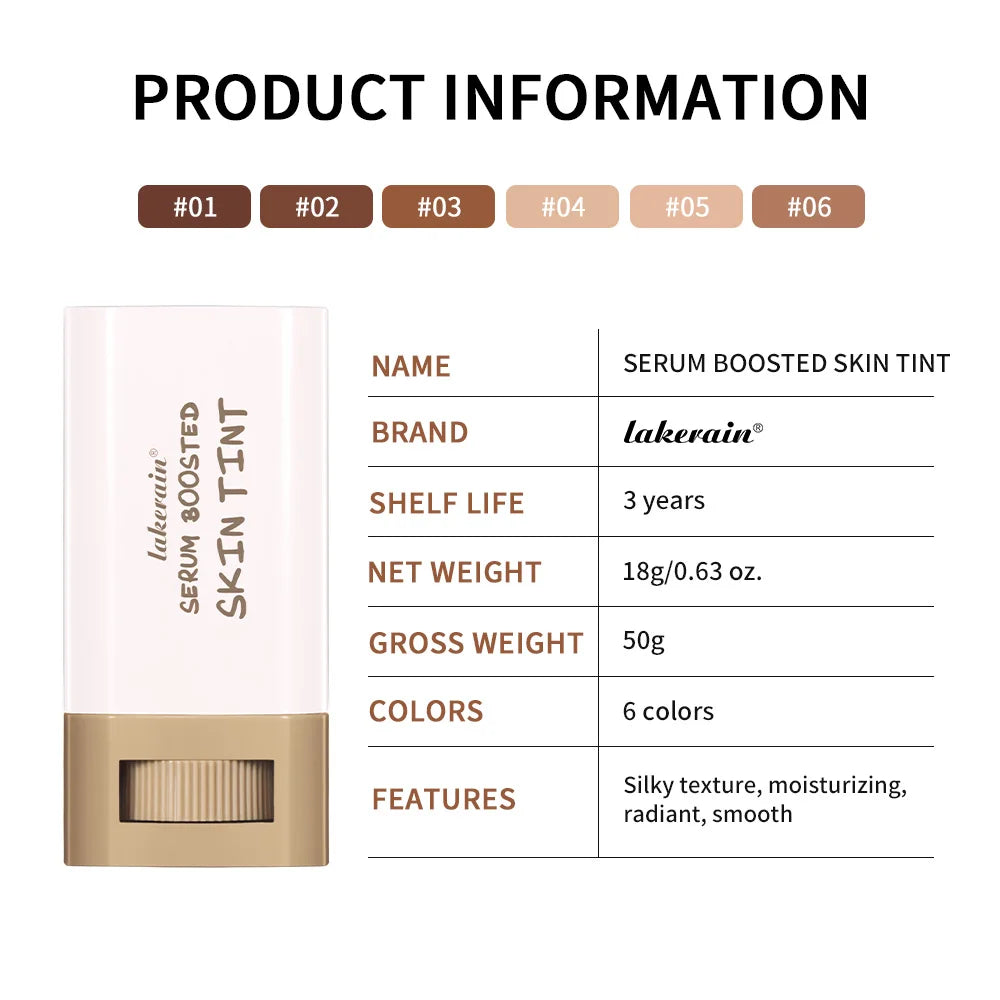 Lakerain Solid Tinted Moisturizing Serumb, Weightless, Breathable, Second-Skin Feel, Eauty Balm Serum Boosted Skin Tint Makeup